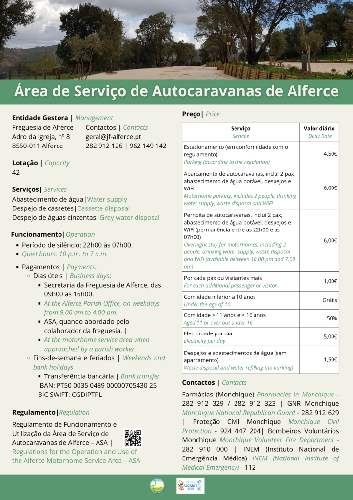 Área de Serviço de Autocaravanas - Cobrança de taxas